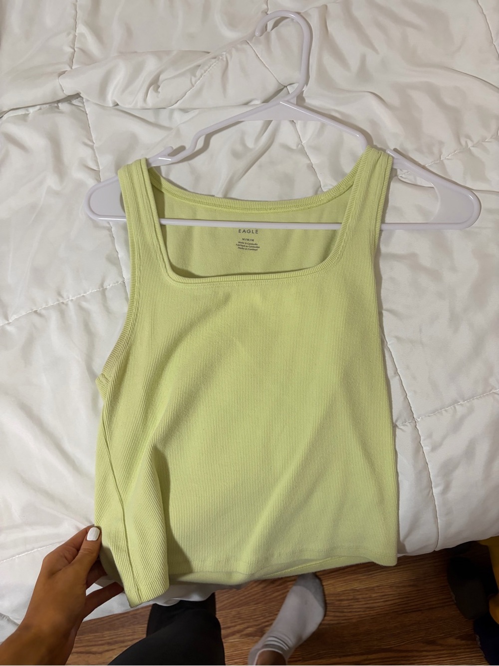 American Eagle Outfitters Light Lime Ribbed Tank Top